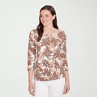 Hearts Of Palm Womens V Neck 3/4 Sleeve T-Shirt