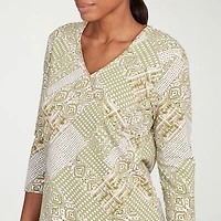 Hearts Of Palm Womens V Neck 3/4 Sleeve T-Shirt