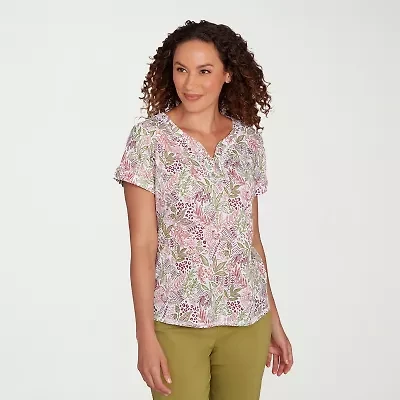 Hearts Of Palm Womens V Neck Short Sleeve T-Shirt