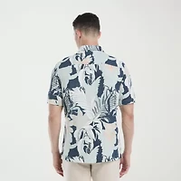 Cubavera Tropical Print Mens Short Sleeve Regular Fit Button-Down Shirt