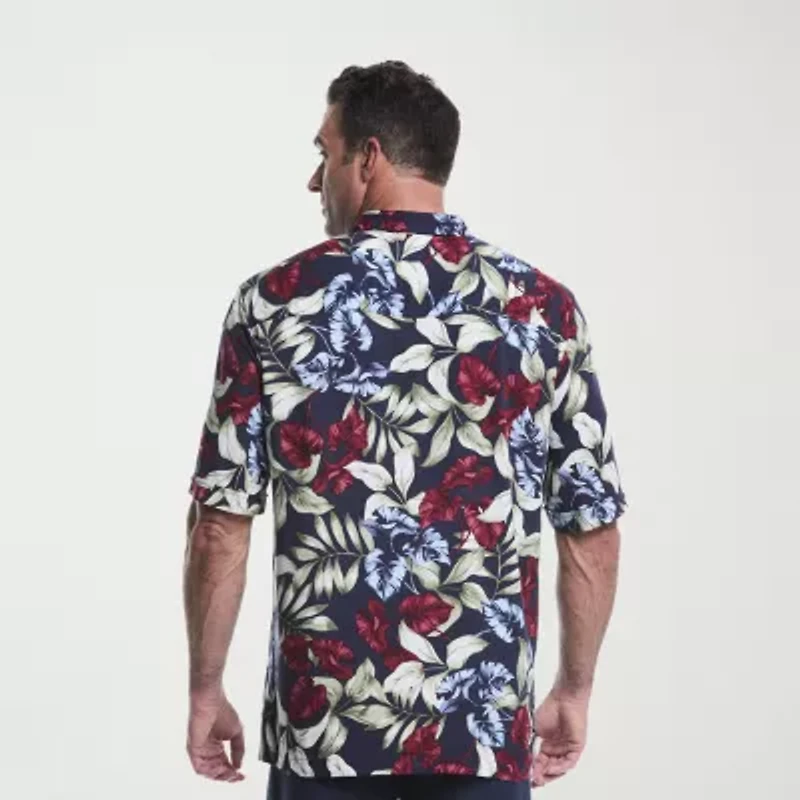 Cubavera Mens Short Sleeve Regular Fit Big and Tall Button-Down Shirt