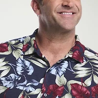 Cubavera Mens Short Sleeve Regular Fit Big and Tall Button-Down Shirt