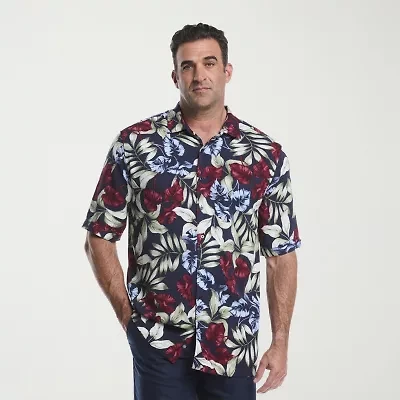 Cubavera Mens Short Sleeve Regular Fit Big and Tall Button-Down Shirt