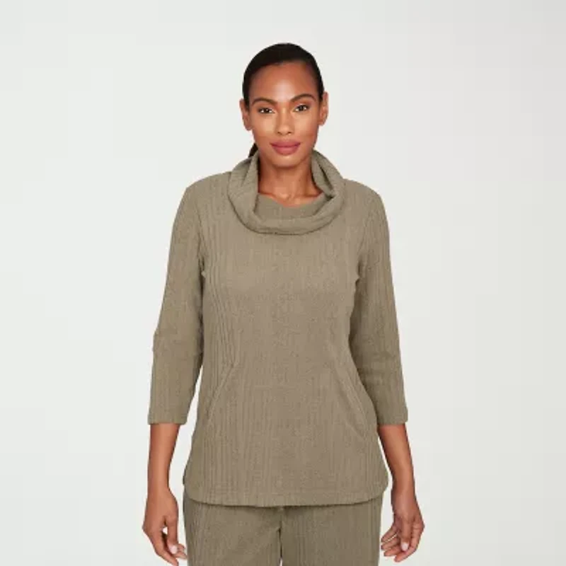 Hearts Of Palm Womens Cowl Neck 3/4 Sleeve Tunic Top