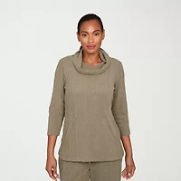 Hearts Of Palm Womens Cowl Neck 3/4 Sleeve Tunic Top