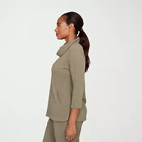 Hearts Of Palm Womens Cowl Neck 3/4 Sleeve Tunic Top