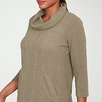 Hearts Of Palm Womens Cowl Neck 3/4 Sleeve Tunic Top