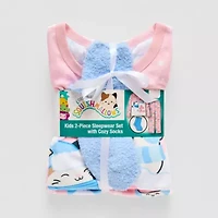 Little & Big Kid Girls Squishmallows Fleece Crew Neck Long Sleeve 3-pc. Pajama Sets