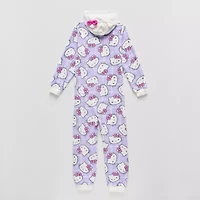 Little & Big Kid Girls Hello Kitty Microfleece Hooded Long Sleeve One Piece Pajama
