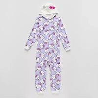 Little & Big Kid Girls Hello Kitty Microfleece Hooded Long Sleeve One Piece Pajama