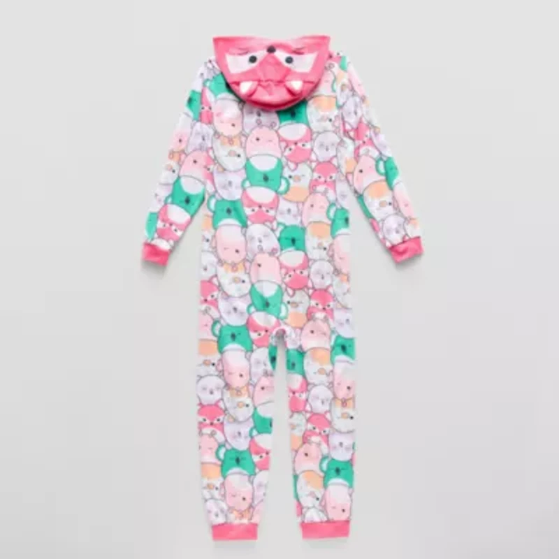 Big Kid Girls Squishmallows Microfleece Hooded Long Sleeve One Piece Pajama