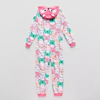 Big Kid Girls Squishmallows Microfleece Hooded Long Sleeve One Piece Pajama