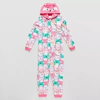 Big Kid Girls Squishmallows Microfleece Hooded Long Sleeve One Piece Pajama