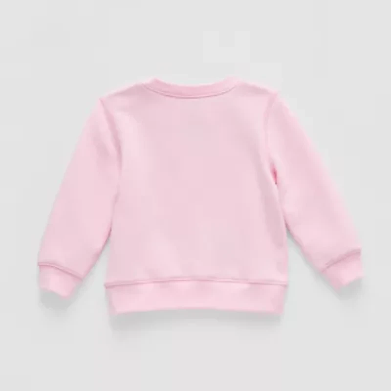 Okie Dokie Baby Girls Round Neck Fleece Long Sleeve Sweatshirt