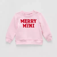 Okie Dokie Baby Girls Round Neck Fleece Long Sleeve Sweatshirt