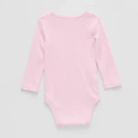 Okie Dokie Baby Girls Round Neck Long Sleeve Rib Bodysuit
