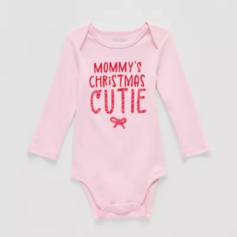 Okie Dokie Baby Girls Round Neck Long Sleeve Rib Bodysuit