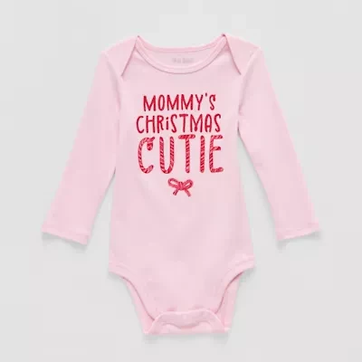 Okie Dokie Baby Girls Round Neck Long Sleeve Rib Bodysuit