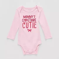 Okie Dokie Baby Girls Round Neck Long Sleeve Rib Bodysuit