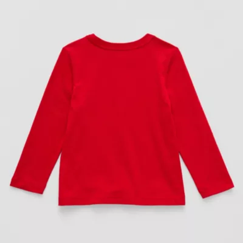 Okie Dokie Toddler & Little Boys Crew Neck Long Sleeve Adaptive Regular Fit Graphic T-Shirt