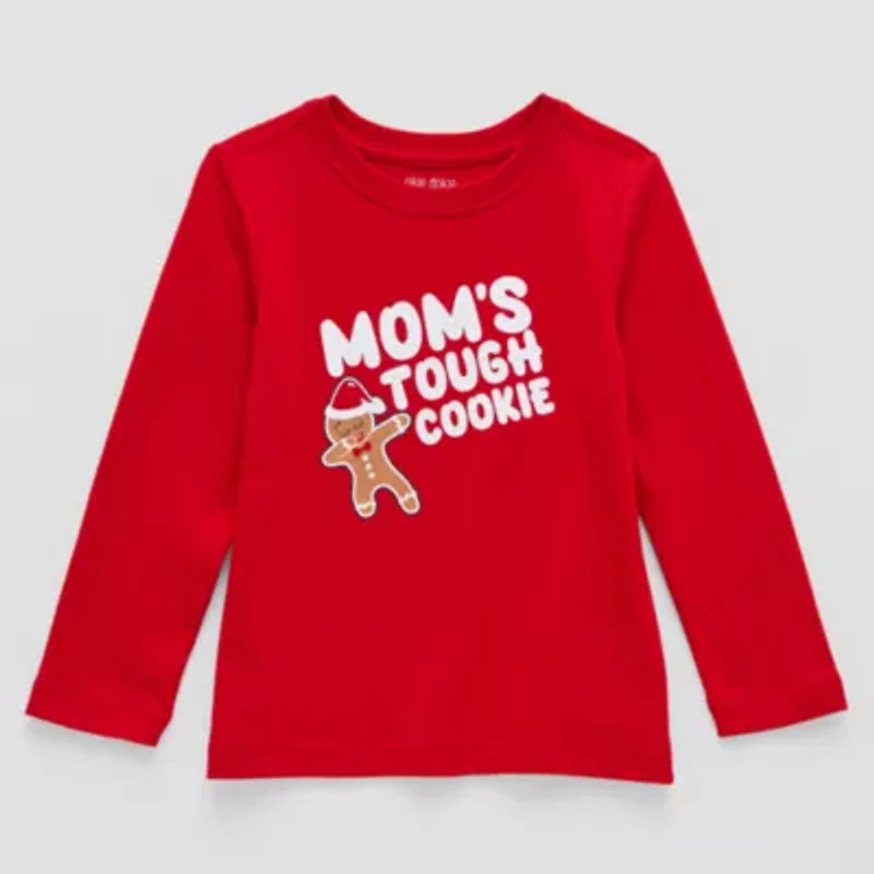 Okie Dokie Toddler & Little Boys Crew Neck Long Sleeve Adaptive Regular Fit Graphic T-Shirt