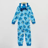 Little & Big Kid Boys Sonic the Hedgehog Fleece Hooded Long Sleeve One Piece Pajama