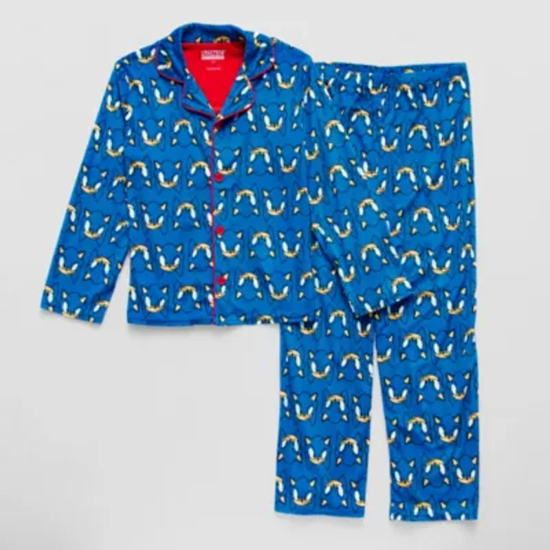 Little & Big Kid Boys Sonic the Hedgehog Crew Neck Long Sleeve 2-pc. Pajama Sets