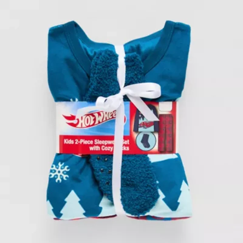 Holiday Little & Big Kid Boys Hot Wheels Crew Neck Long Sleeve 3-pc. Pajama Sets