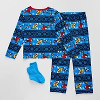 Holiday Little & Big Kid Boys Sonic the Hedgehog Crew Neck Long Sleeve 3-pc. Pajama Sets