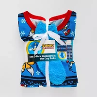 Holiday Little & Big Kid Boys Sonic the Hedgehog Crew Neck Long Sleeve 3-pc. Pajama Sets