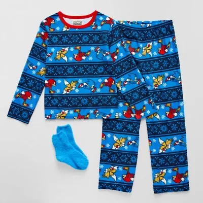 Holiday Little & Big Kid Boys Sonic the Hedgehog Crew Neck Long Sleeve 3-pc. Pajama Sets