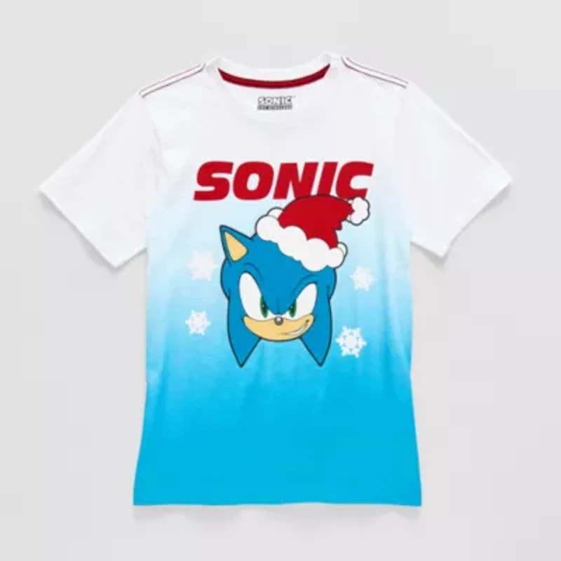 Little & Big Kid Boys Crew Neck Short Sleeve Regular Fit Sonic the Hedgehog Graphic T-Shirt