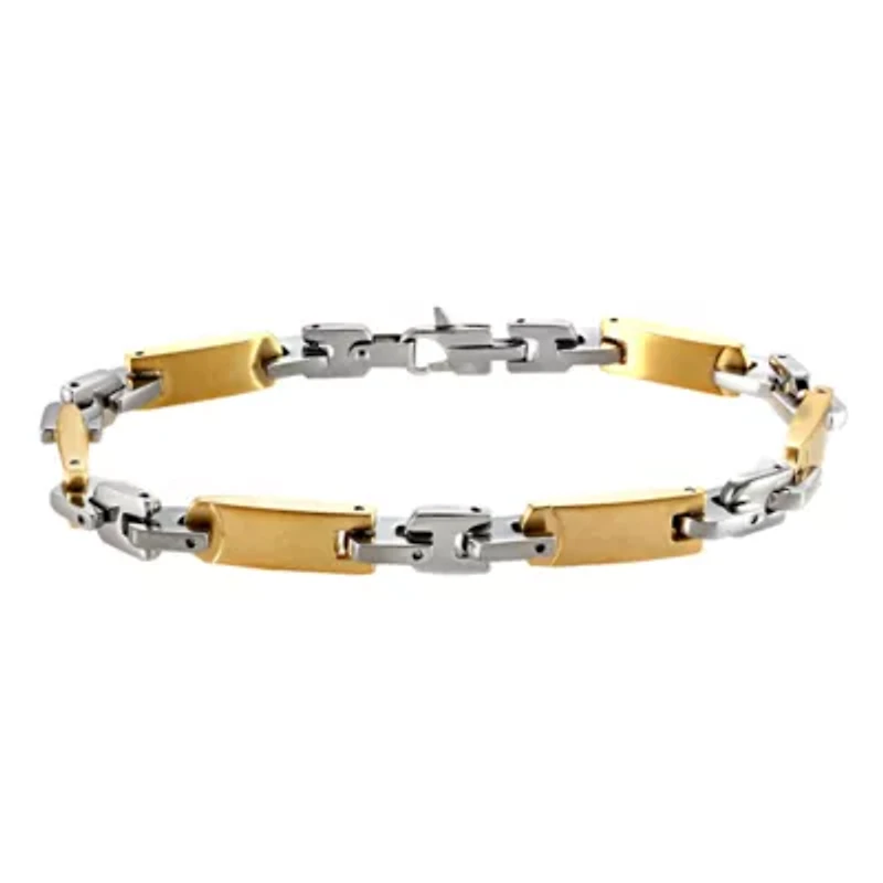 Mens Two-Tone Stainless Steel Link Bracelet