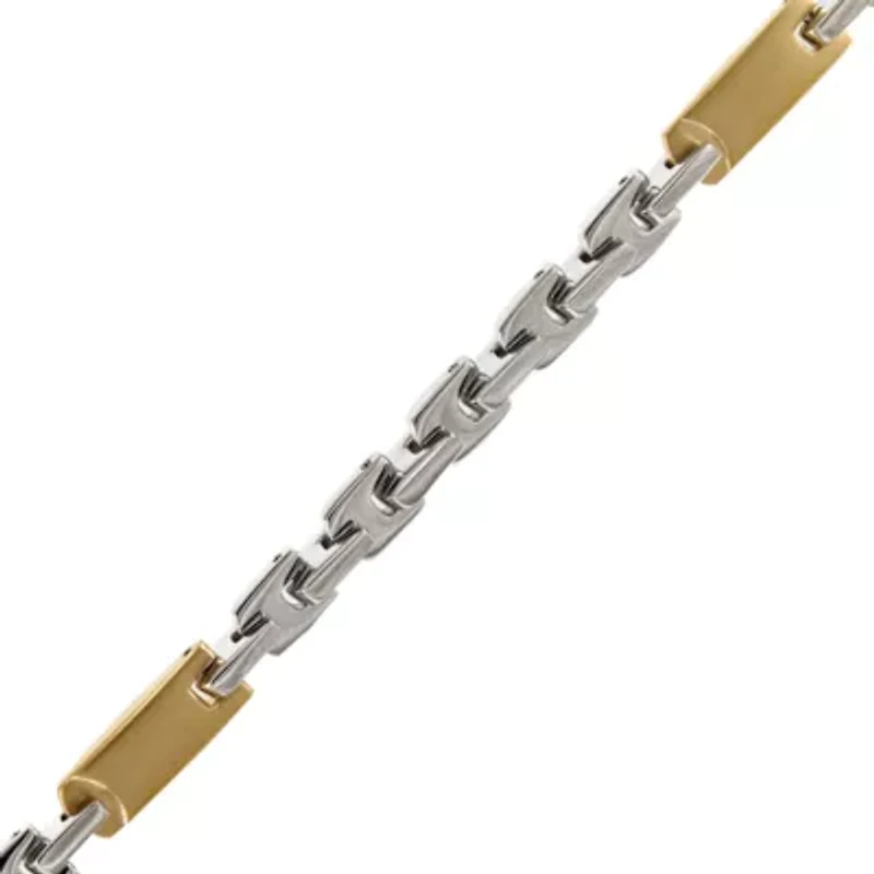 Mens Two-Tone Stainless Steel Link Bracelet