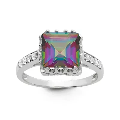 Womens Genuine Mystic Fire Topaz Sterling Silver Cocktail Ring