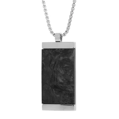 Mens Sterling Silver Dog Tag 24 Inch Pendant Necklace