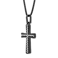 Mens Sterling Silver Cross 24 Inch Pendant Necklace