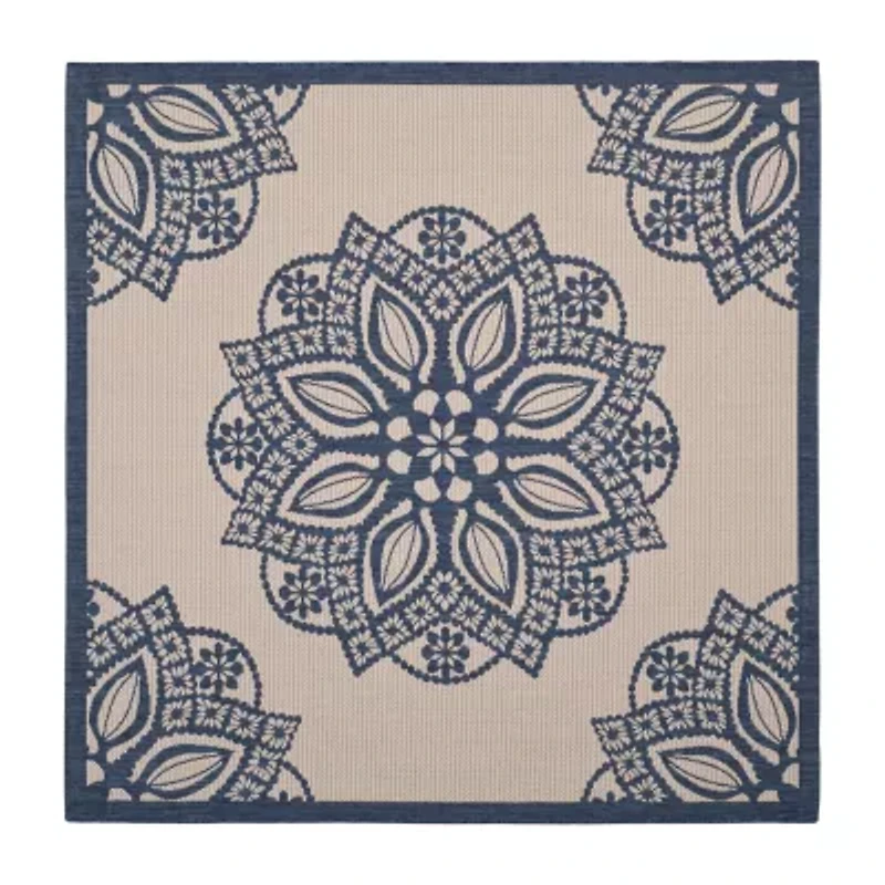 Safavieh Courtyard Collection Kimberly Oriental Indoor/Outdoor Square Area Rug