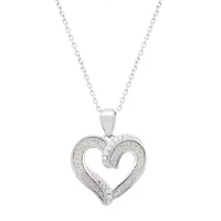 DiamonArt® Womens White Cubic Zirconia Sterling Silver Heart Pendant Necklace