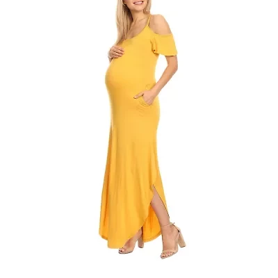 White Mark Womens Plus Maternity Short Sleeve Maxi Dress