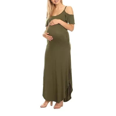 White Mark Womens Plus Maternity Short Sleeve Maxi Dress