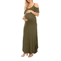 White Mark Womens Plus Maternity Short Sleeve Maxi Dress