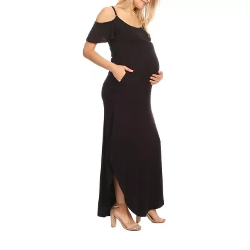 White Mark Womens Short Sleeve Plus Maternity Maxi Dress