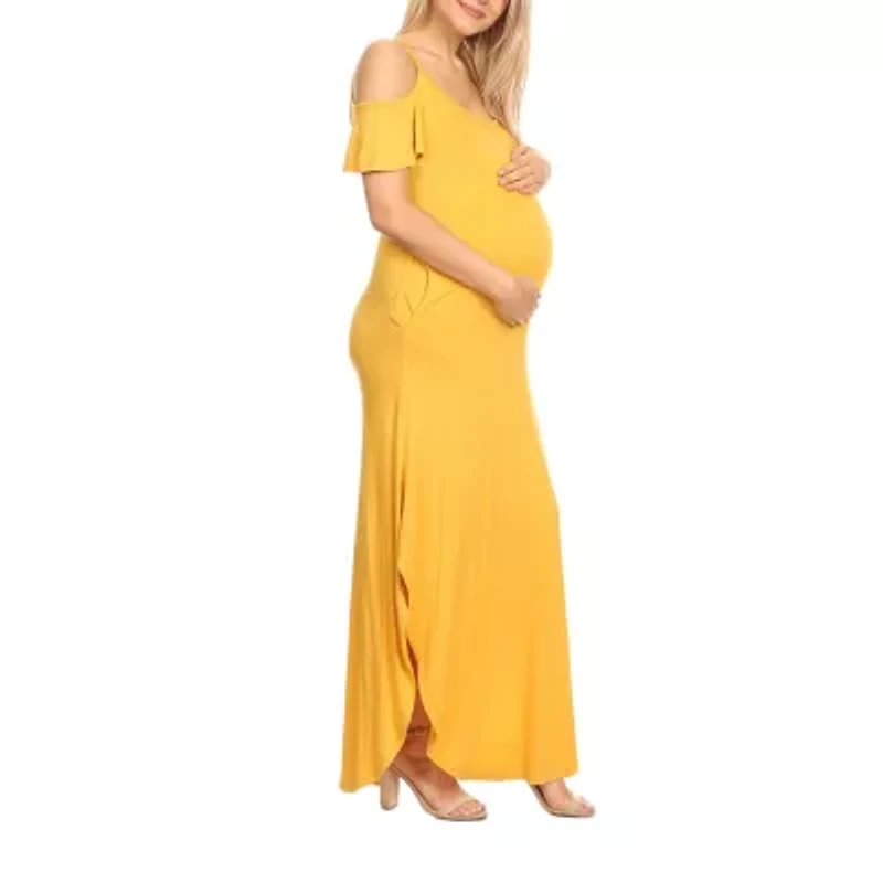 White Mark Womens Plus Maternity Short Sleeve Maxi Dress
