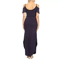 White Mark Womens Plus Maternity Scoop Neck Short Sleeve Cold Shoulder Maxi Dress