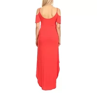 White Mark Womens Plus Maternity Scoop Neck Short Sleeve Cold Shoulder Maxi Dress