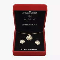 Sparkle Allure Light Up Box Womens Cubic Zirconia 14K Gold Over Brass Round Sunburst 2-pc. Jewelry Set