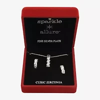 Sparkle Allure Light Up Box Womens Cubic Zirconia Pure Silver Over Brass 2-pc. Jewelry Set