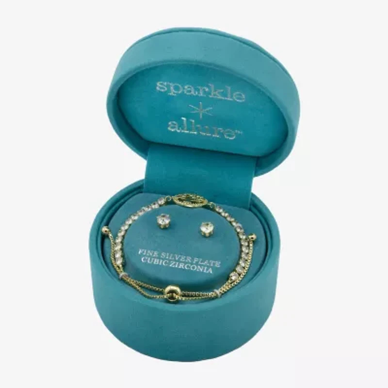 Sparkle Allure Tree Of Life Womens Cubic Zirconia 14K Gold Over Brass 2-pc. Jewelry Set