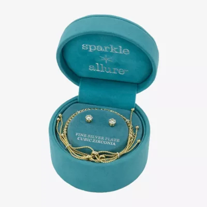 Sparkle Allure Womens Simulated Pearl 14K Gold Over Brass 4-pc. Jewelry Set